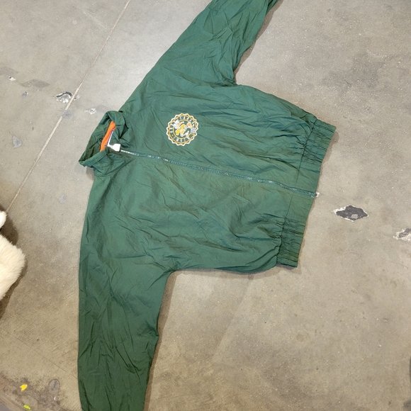 Vintage 90s Miami Hurricanes Football Logo Athletic Large Windbreaker Jacket - Picture 2 of 9